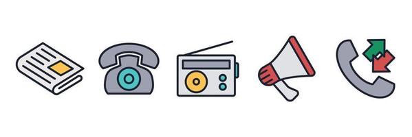 modelo de símbolo de ícone de conjunto de mídia e comunicação para ilustração em vetor de logotipo de coleção de design gráfico e web