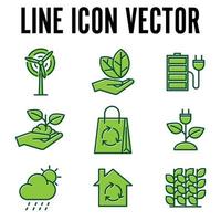 eco amigável. modelo de símbolo de ícone de conjunto de ecologia para ilustração em vetor logotipo de coleção de design gráfico e web