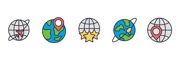 modelo de símbolo de ícone de conjunto de globo para ilustração em vetor de logotipo de coleção de design gráfico e web