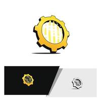 logotipo digital de engrenagem com cor amarela vetor