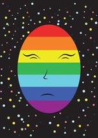 um rosto triste cor de arco-íris contra o fundo do espaço. abstração vetor
