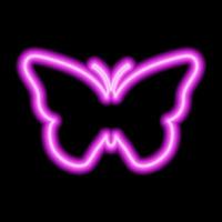 sinal de néon rosa de borboleta em fundo preto vetor