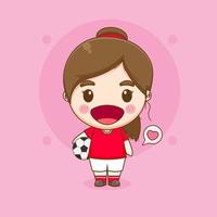 ilustração de personagem chibi de jogador de futebol linda garota vetor