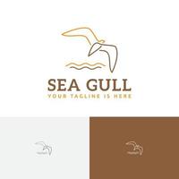 gaivota pássaro voando mar praia baía natureza logotipo da linha vetor