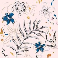 botânico, tropical, folhas e flores de fundo de ilustração vetorial. design de natureza floral colorido para têxteis de tecido.