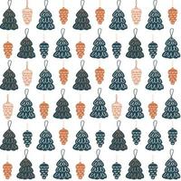 fundo de natal decorações de árvore de natal e cones vetor padrão sem emenda