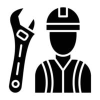 estilo de ícone do trabalhador da construção civil vetor