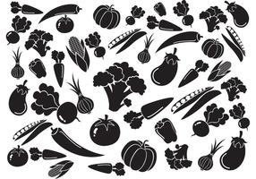 Vetor de padrões de legumes brancos pretos