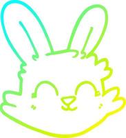 desenho de linha de gradiente frio desenho animado coelho feliz vetor