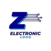 letra z com elemento de design de logotipo de vetor inicial de decoração de circuito eletrônico