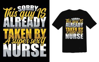 design de camiseta tipográfica de enfermeira na moda vetor