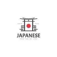 ilustração de ícone de design de logotipo de portão torii japonês vetor