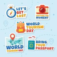 coleção de adesivos do dia mundial do turismo vetor