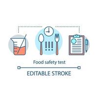 ícone de conceito de teste de segurança de serviço de alimentação. ilustração de linha fina de idéia de controle de qualidade do produto. laboratório de testes de alimentos e rações. desenho de contorno isolado de vetor. traço editável vetor