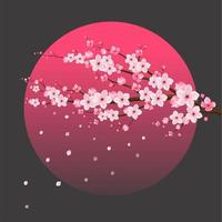 flor de cerejeira sakura sobre a lua vetor