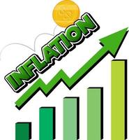 inflação com seta verde subindo e gráfico de barras vetor
