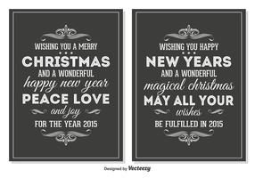 Cartões de Natal retro do estilo do quadro-negro