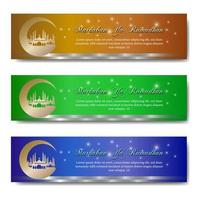 banner de saudação do Ramadã conjunto com Mesquita da lua vetor