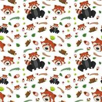 padrão perfeito de animal fofo de panda vermelho vetor