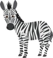 zebra fofa em estilo cartoon plana vetor