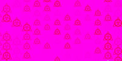 padrão de vetor rosa claro, vermelho com elementos mágicos.