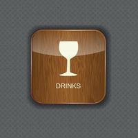 ícones de aplicativos de madeira de comida e bebida vetor