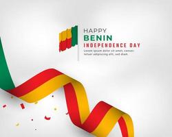 feliz dia da independência do benin 1º de agosto celebração ilustração vetorial de design. modelo para cartaz, banner, publicidade, cartão de felicitações ou elemento de design de impressão vetor