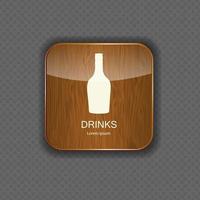 ícones de aplicativos de madeira de comida e bebida vetor