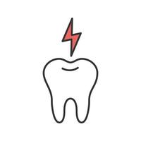 ícone de cor de dor de dente. dente com relâmpago. ilustração vetorial isolada vetor