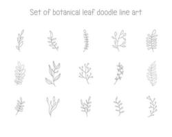 elemento de folha botânica de linha de arte doodle para decoração ou impressão vetor