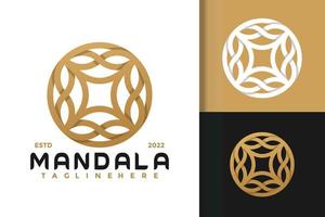 modelo de vetor de design de logotipo cosmético de mandala de flor elegante