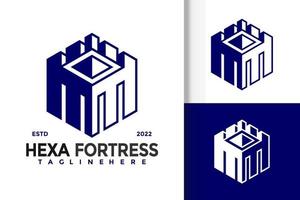 modelo de vetor de design de logotipo moderno de fortaleza hexagonal