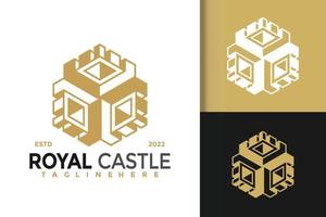 modelo de vetor de design de logotipo moderno do castelo real