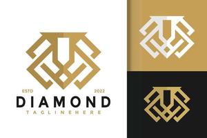 modelo de vetor de design de logotipo moderno elegante diamante de leão