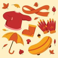 conjunto de ícones de atividade ao ar livre de outono vetor