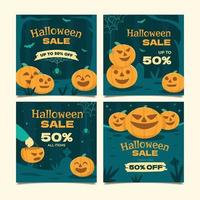 venda de halloween com postagem no instagram de elemento de abóbora vetor