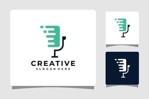modelo de logotipo de áudio de podcast de microfone com inspiração de design de cartão de visita vetor