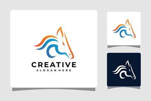 modelo de logotipo de cavalo letra c com inspiração de design de cartão de visita vetor