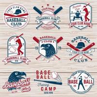 conjunto de distintivo de clube de beisebol ou softball. ilustração vetorial. conceito para camisa ou logotipo,