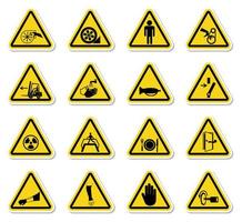 conjunto de símbolos de perigo de aviso