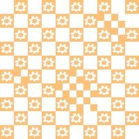padrão sem emenda de xadrez geométrico com flores no estilo dos anos 1970. estampa simples floral para camiseta, tecido, têxtil. ilustração vetorial doodle para decoração e design. vetor