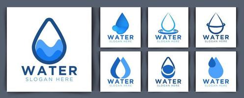 definir o logotipo da água de coleta. gota de água azul, elemento de modelo de design de logotipo de vetor plana.