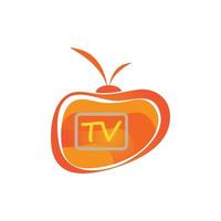 ícone plano de design de logotipo de tv vetor