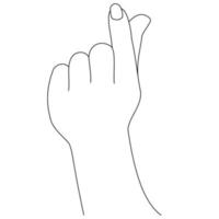 desenho de linha de ilustração de uma fêmea fazendo e mostrando gestos mini símbolos de coração com a mão e o dedo. símbolo coreano do amor com os dedos isolados em fundos brancos vetor