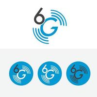 conexão de rede do logotipo 6g. símbolo de design plano 6g e ícone 6g, ícone de tecnologia de rede. redes de nova geração. desenho vetorial vetor