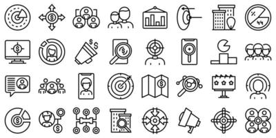 conjunto de ícones de público-alvo, estilo de estrutura de tópicos vetor