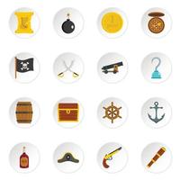 ícones de piratas definidos em estilo simples vetor