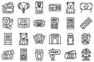 ícones de bilhete de zoológico definir vetor de contorno. macaco animal