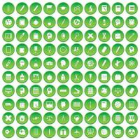 100 ícones de aprendizagem definir círculo verde vetor