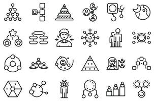 conjunto de ícones de hierarquia, estilo de estrutura de tópicos vetor